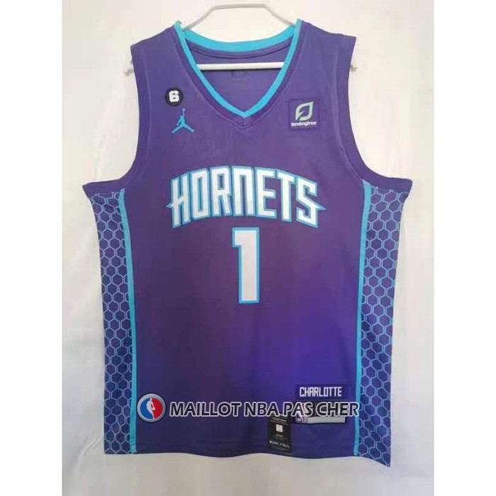 Maillot Charlotte Hornets Lamelo Ball NO 1 Statement 2022-23 Volet